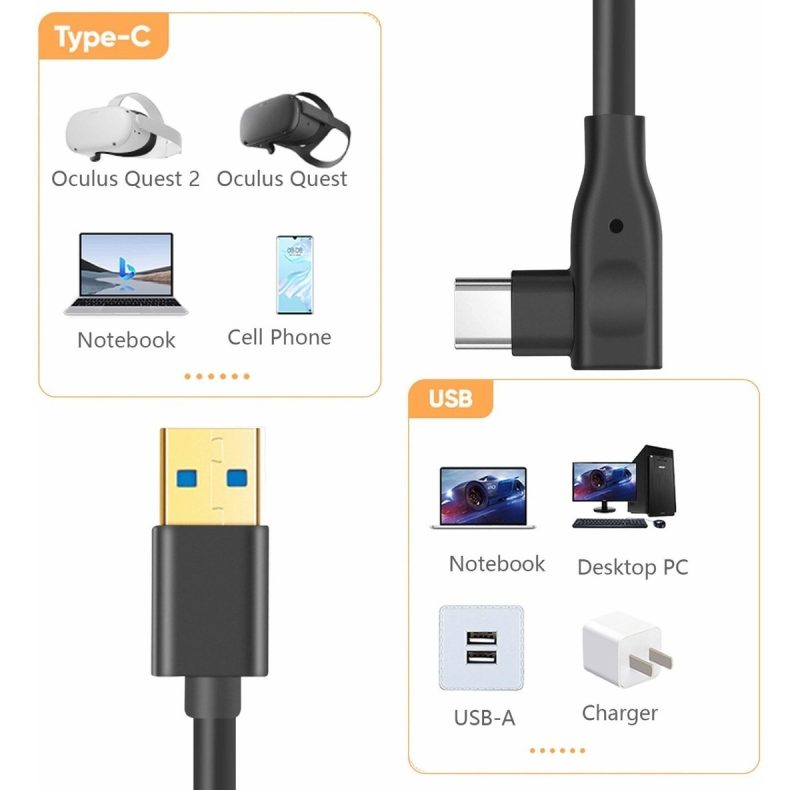 Cable Usb 3.2 A Usb C Para Oculus Quest 2 3.0m Premium - Imagen 6