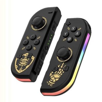 Controladores Joycon RGB de edición exclusiva de Zelda para Nintendo Switch y Switch OLED. Diseño elegante con luces RGB personalizables y funciones avanzadas como vibración dual. Ideal para fanáticos de Zelda en Chile.