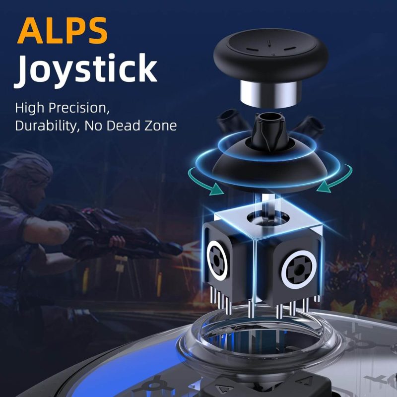 Joystick ALPS en el Control IINE ELITE PRO, ofreciendo alta precisión y durabilidad para un control exacto en juegos