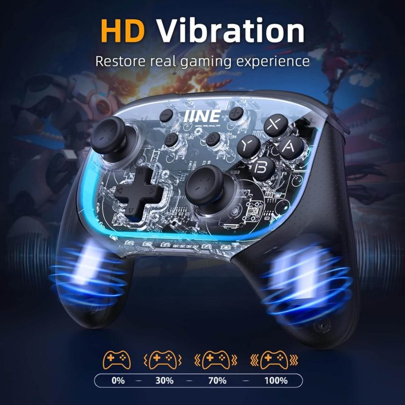 Control Inalámbrico IINE ELITE PRO con motor de vibración HD para simular vibraciones realistas y mejorar la experiencia gaming