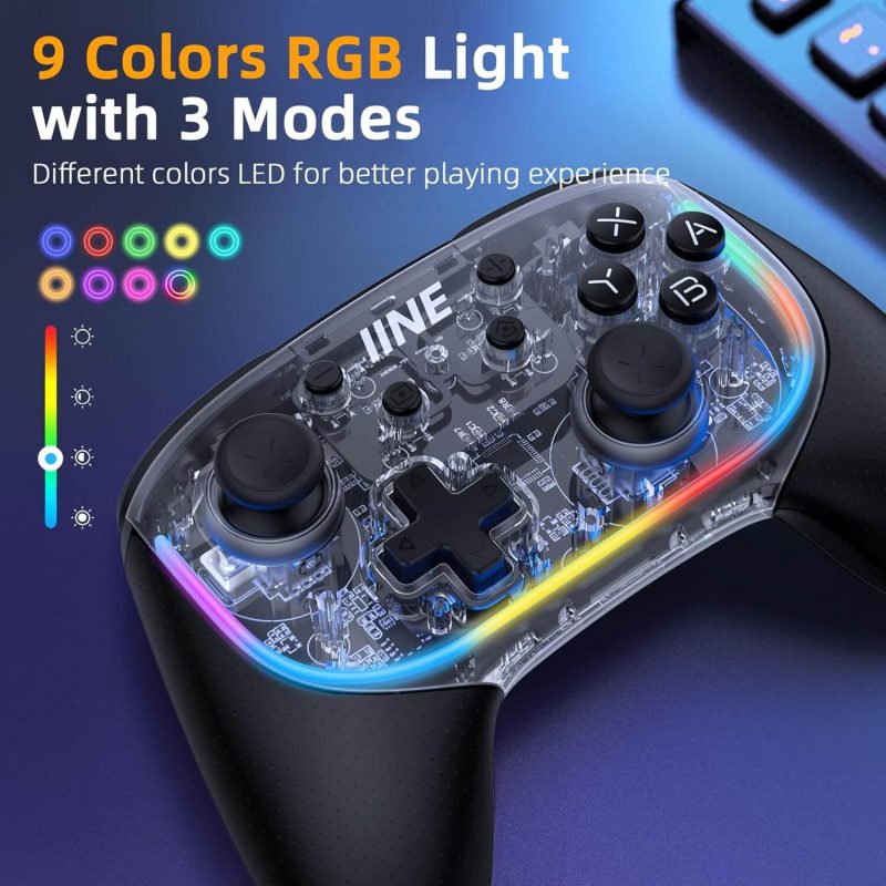 Control Joystick IINE ELITE PRO con 9 colores RGB y 3 modos de iluminación para una experiencia de juego inmersiva